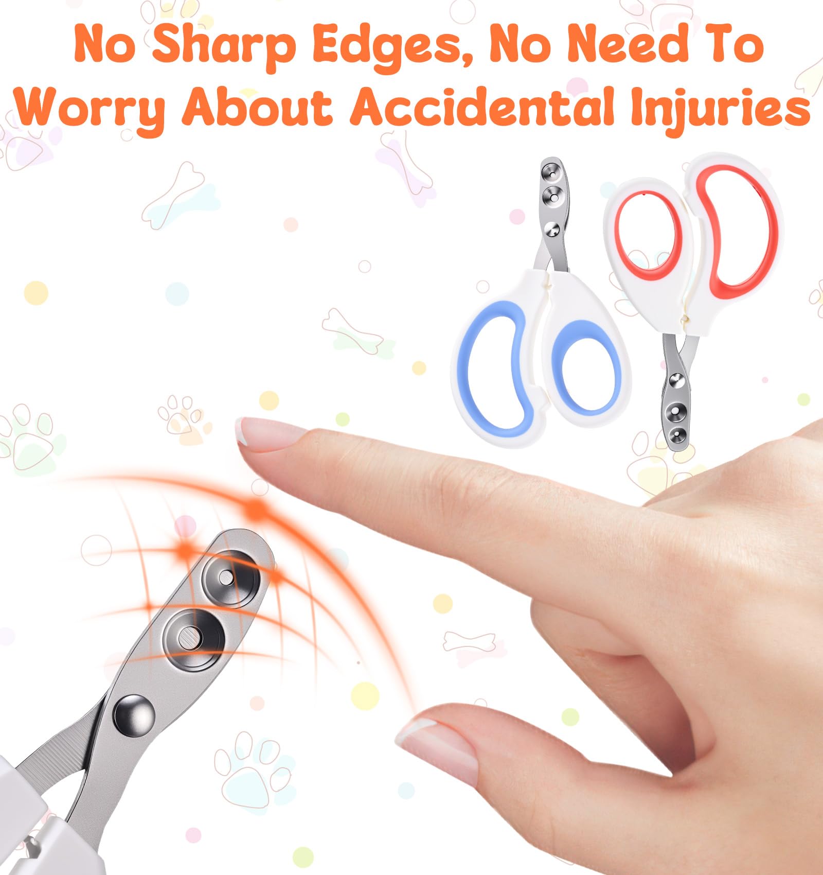 2Pcs Pet Nail Clippers, Dog Cat Nail Clipper with Guard for Cats Small Dogs Animal Claws Trimmer Ideal for Bearded Dragon Cats Rabbit, Non-slip Handle & Stainless Steel Blades, Safe & Easy to Use - image 4