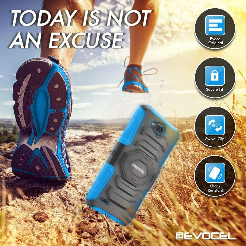 Evocel New Generation Series Phone Case Compatible with LG X Charge, LG Fiesta, LG X Power 2, LG V7 with Belt Clip Holster and Kickstand, Blue