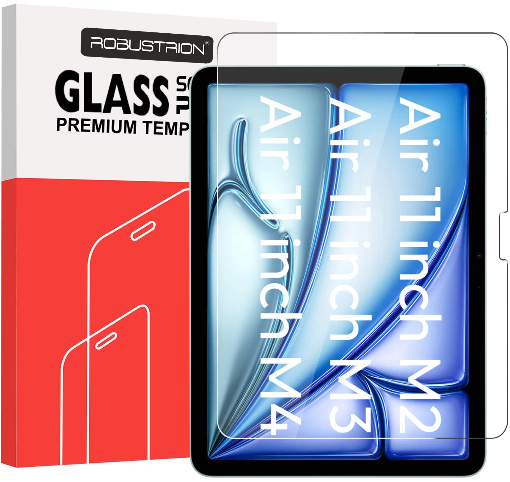 Robustrion Tempered Glass for iPad Air 11 inch M3/M2 2024/2025 Screen Protector Guard for iPad Air 11 inch M3/M2 6th / 7th Gen Generation
