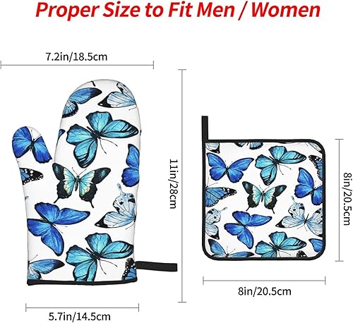 Miniatura 4 de Juego de 4 manoplas de horno de mariposa antideslizantes para cocina, guantes de cocina lavables resistentes al calor, guantes de horno para