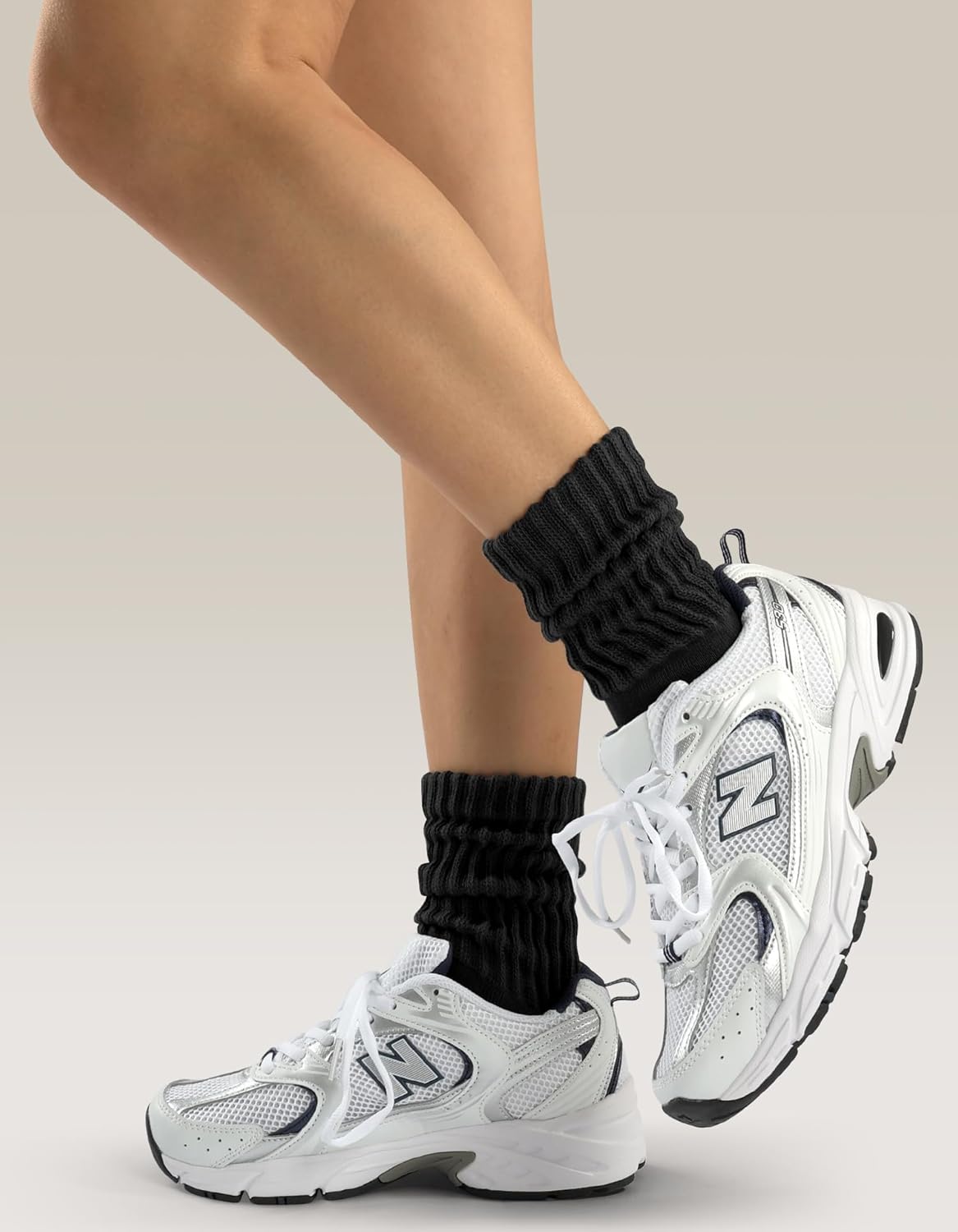 CLOSEMATE Womens Scrunch Crew Socks Retro Soft Cotton Cozy Slouchy Socks for Sneakers Boot 3 Pairs - Image 2