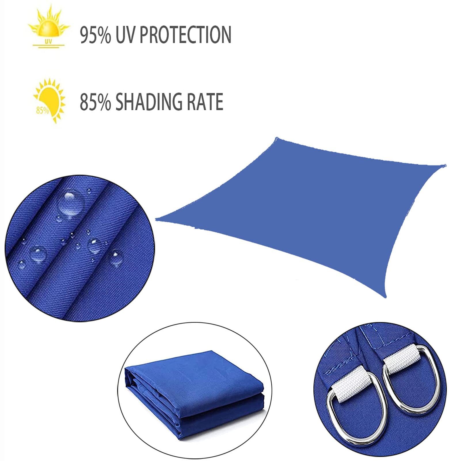 LYGBAOFUL Zewnętrzny wodoodporny baldachim prostokątny o wymiarach 3,6 x 3,6 m do patio w ogrodzie Żagiel przeciwsłoneczny z baldachimem do restauracji na podwórku Ochrona przed promieniowaniem UV i