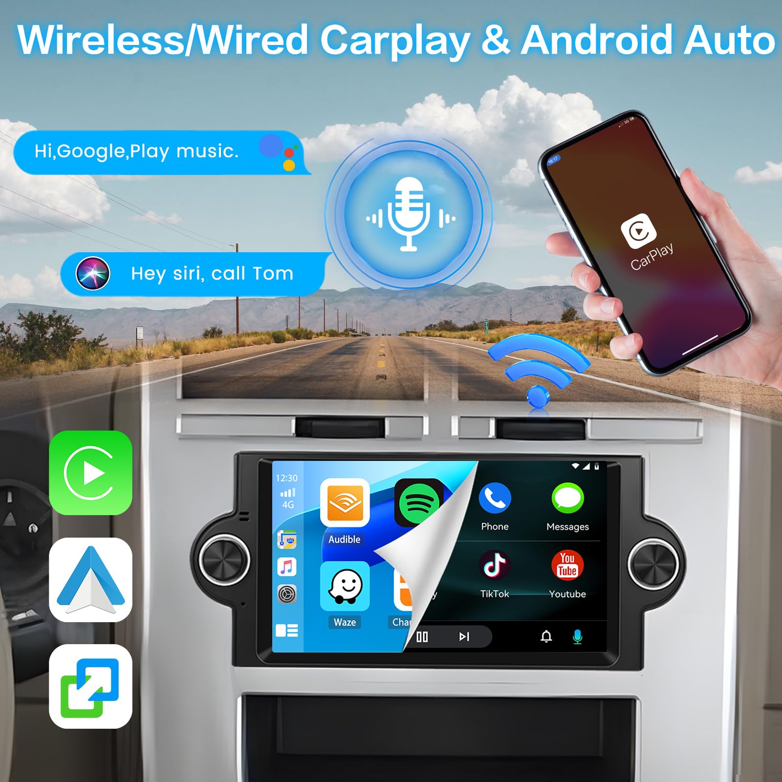 2+64G Inefala para Jeep Grand Cherokee/Compass/ChrysIer 300c 2005-2007 Android 13 Radio de Coche, 6.2 Pulgadas Pantalla táctil inalámbrica CarPlay Android Auto GPS WiFi BT WiFi FM/RDS Cámara Trasera