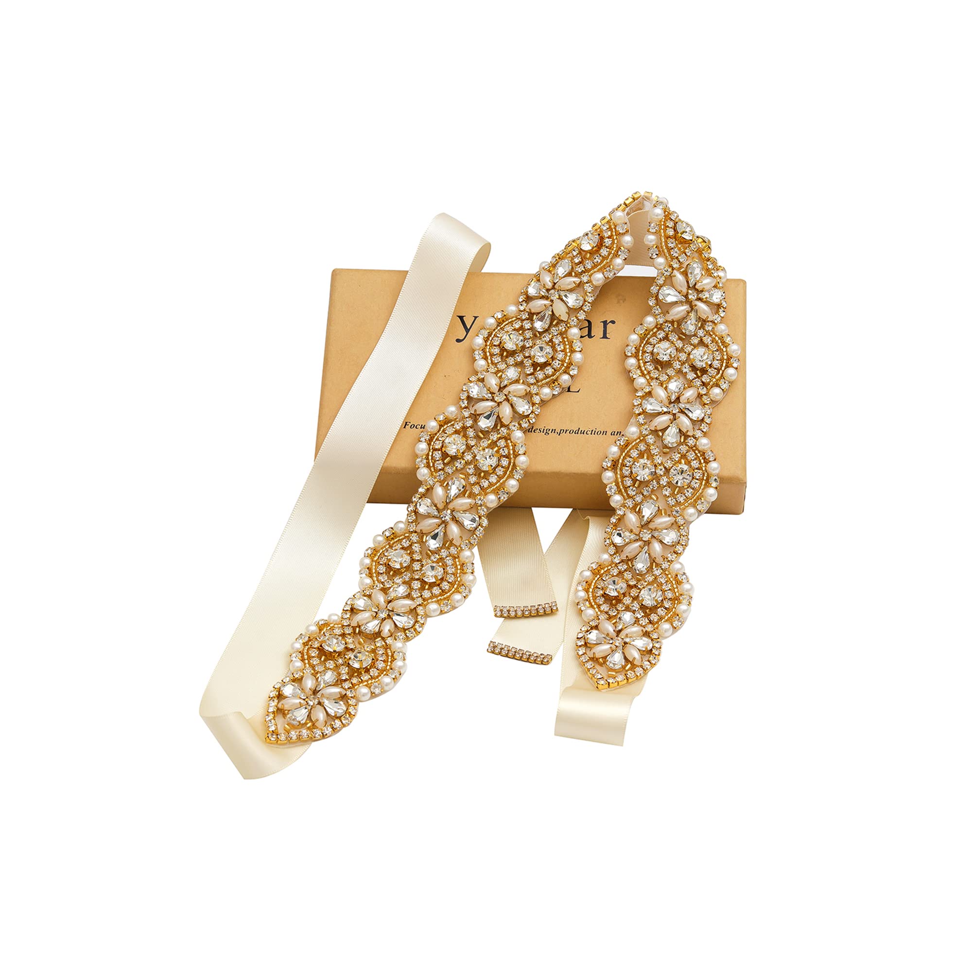 yanstar Wedding Belt Rhinestone Crystal Pearl Belts Wedding Bridal Belts Bridal Sashes