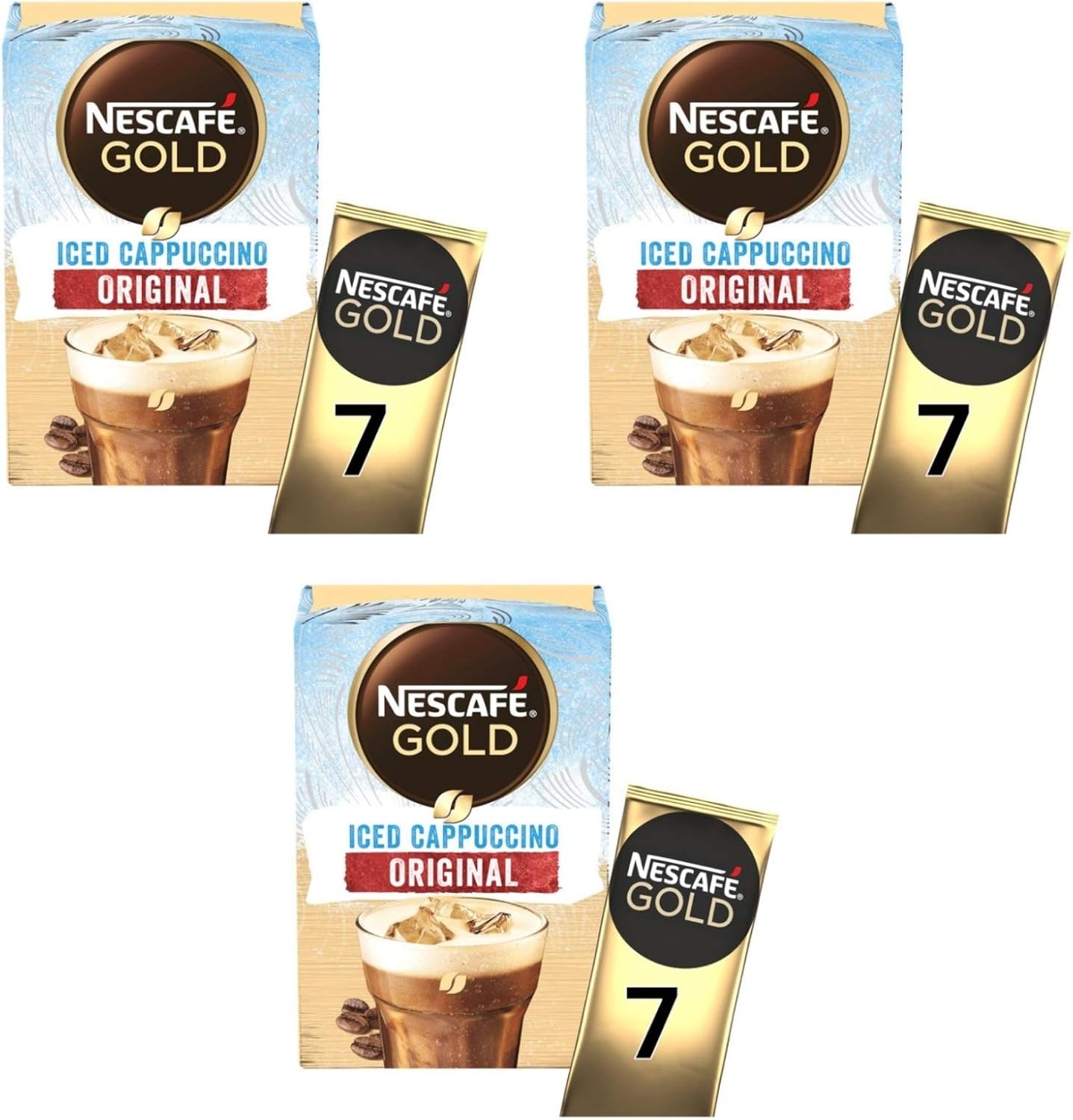 Nescafe Iced Cappuccino Ice Coffee Sachets x7 Sachets Per Pack, Multipack Bulk Buy x3 Packs (21