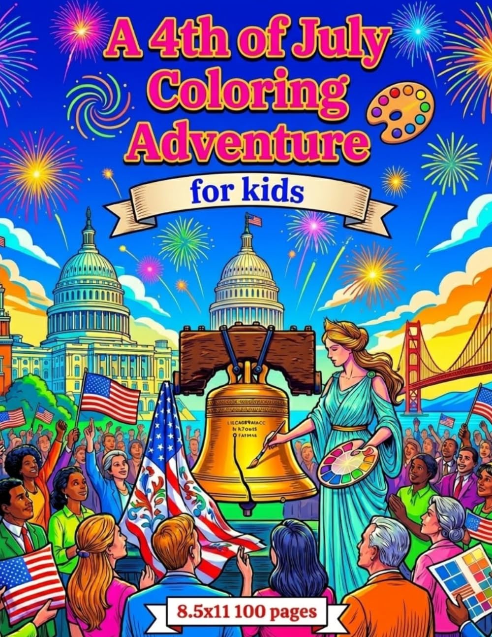 Celebrate America: 4th of July Coloring Explosion: Patriotic Symbols, Famous Landmarks, and Fireworks Fun – An Independence Day Activity Book for Kids Ages 4-10