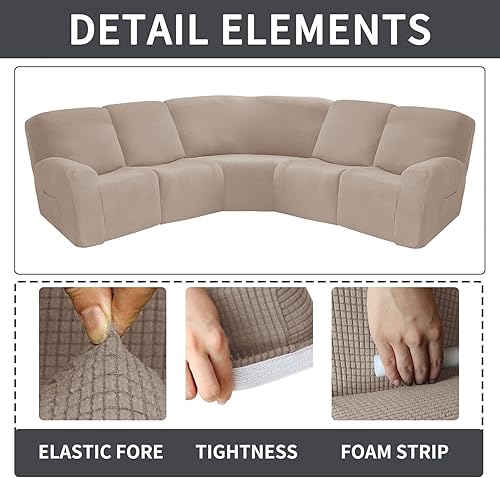 Miniatura 2 de OKYUK Funda para sofá reclinable esquinero, de jacquard para 5 asientos, fundas de sofá esquineras elásticas para sofá reclinable en forma de L,