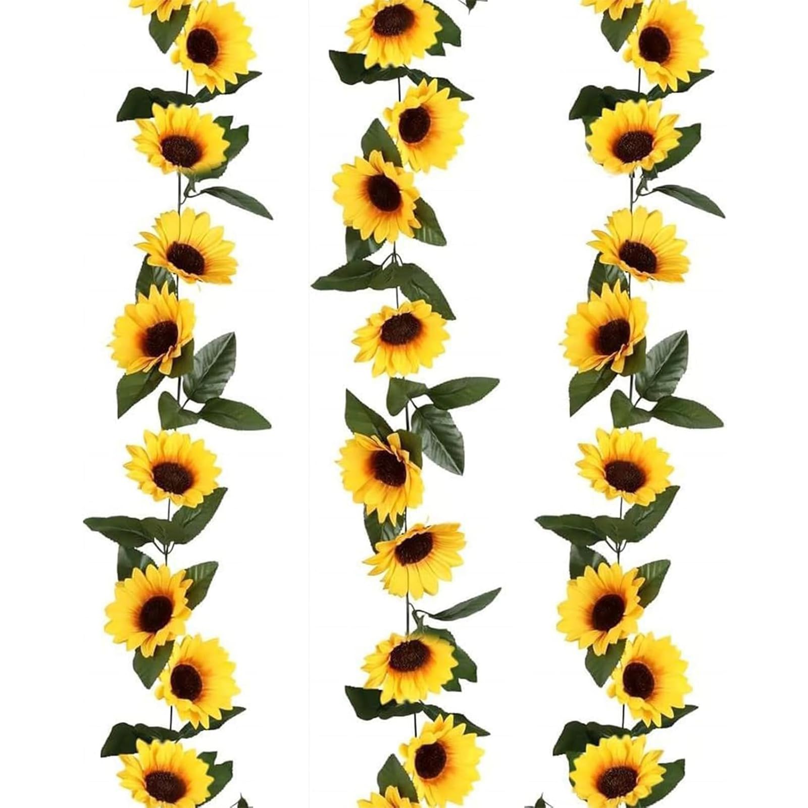 Artificial Sunflower Garland, 2.4 Meter/7.87FT Each with Large and Small Blooms, Spring Floral Vine for Home Decor, Wedding, Garden Fence Decoration, Garden Party, Outdoor Events