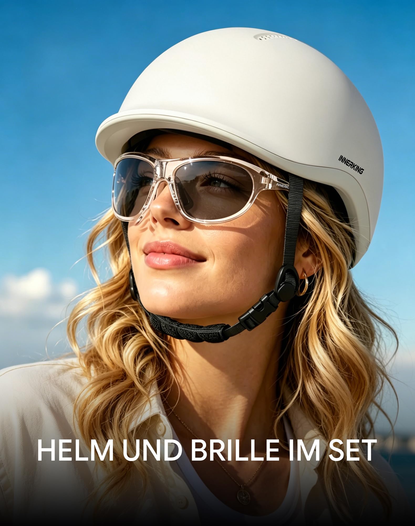 InnerKing Fahrradhelm mit Fahrradbrille Set für Damen & Herren | Sicherer & Leichter Radhelm für die Stadt, Urban Pendler & Rennrad, Belüftet, Fahrradhelm mit Reflektoren City- & Rennrad