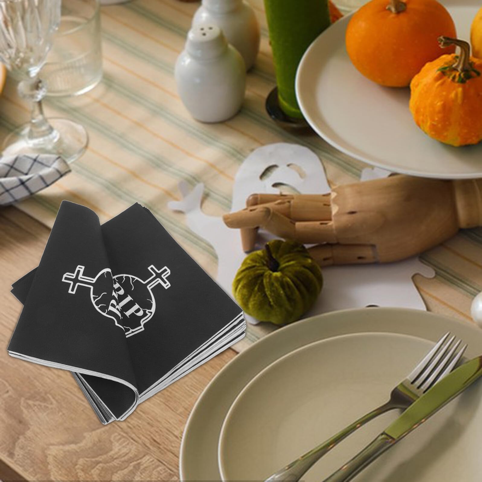 20 piezas Servilletas de Papel Negras Tema Tumba para Fiestas de Cumpleaños y Halloween Decoración Absorbente para Mesa Suministros de Celebración Death To My