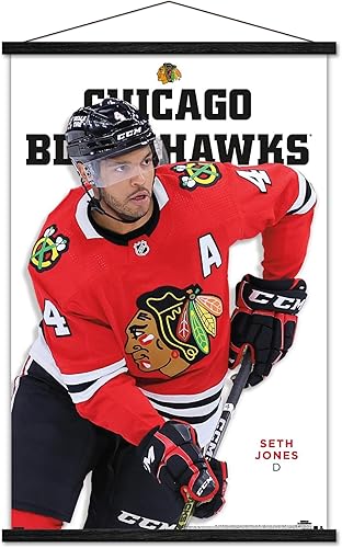 Trends International NHL Chicago Blackhawks - Seth Jones Feature Series 23 Wall Poster, 22.37" x 34.00", Premium Print and Black Hanger Bundle