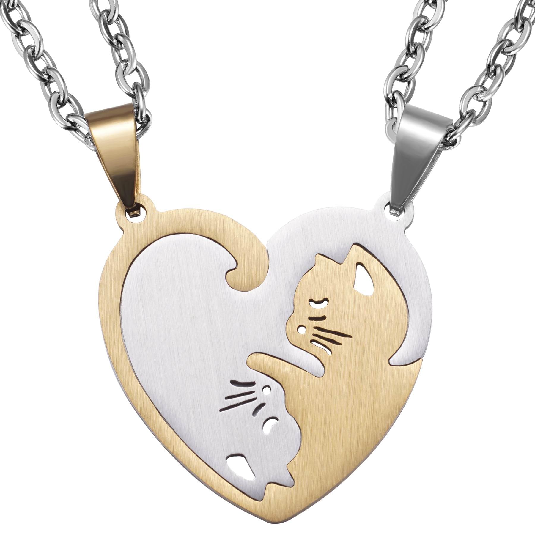 Ralukiia Matching Couples Cat Necklace Best Friends BFF Gift Kitty Animal Lovers Kitten Necklace Gift for Boyfriend Girlfriend, Medium, Metal (B0CC7VQWGN) Amazon Price History, Amazon Price Tracker
