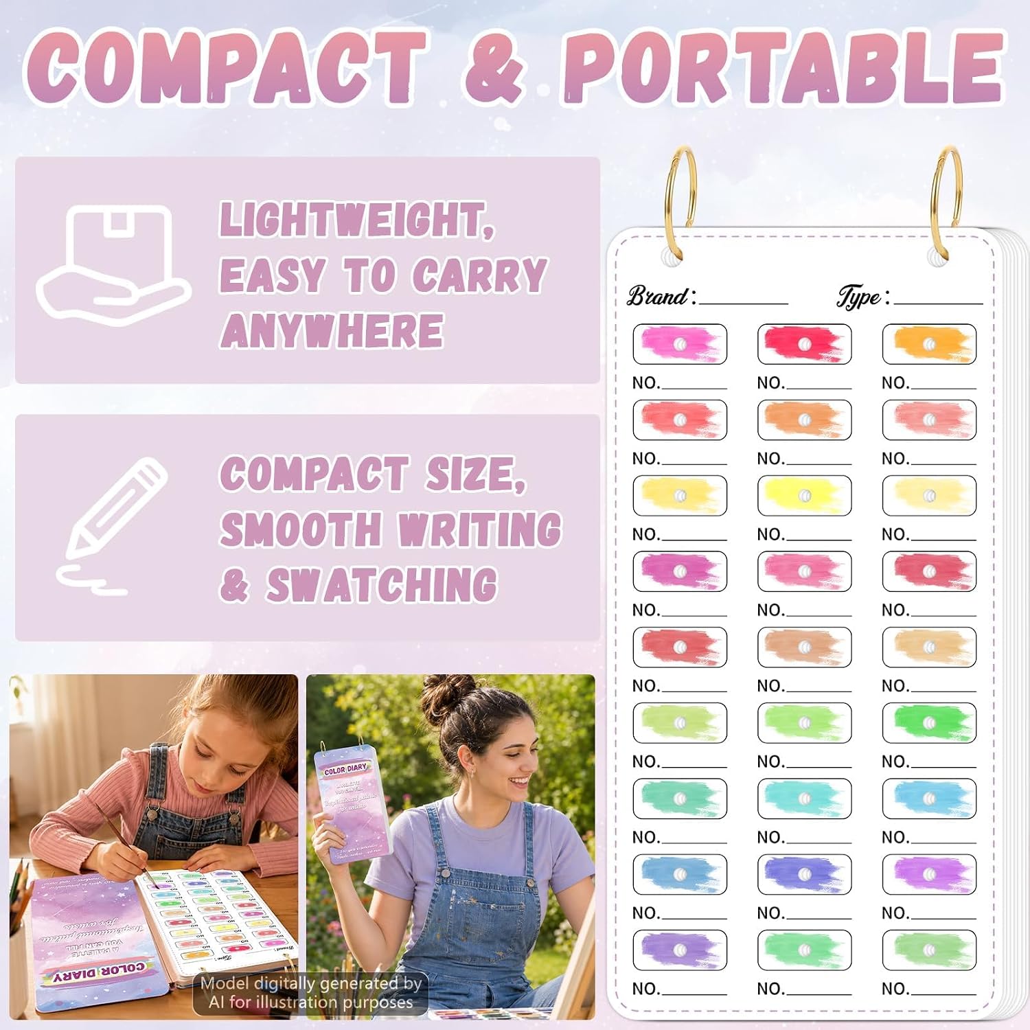20 Sheets Painters Color Diary for 540 Color Loose Leaf Color Swatches