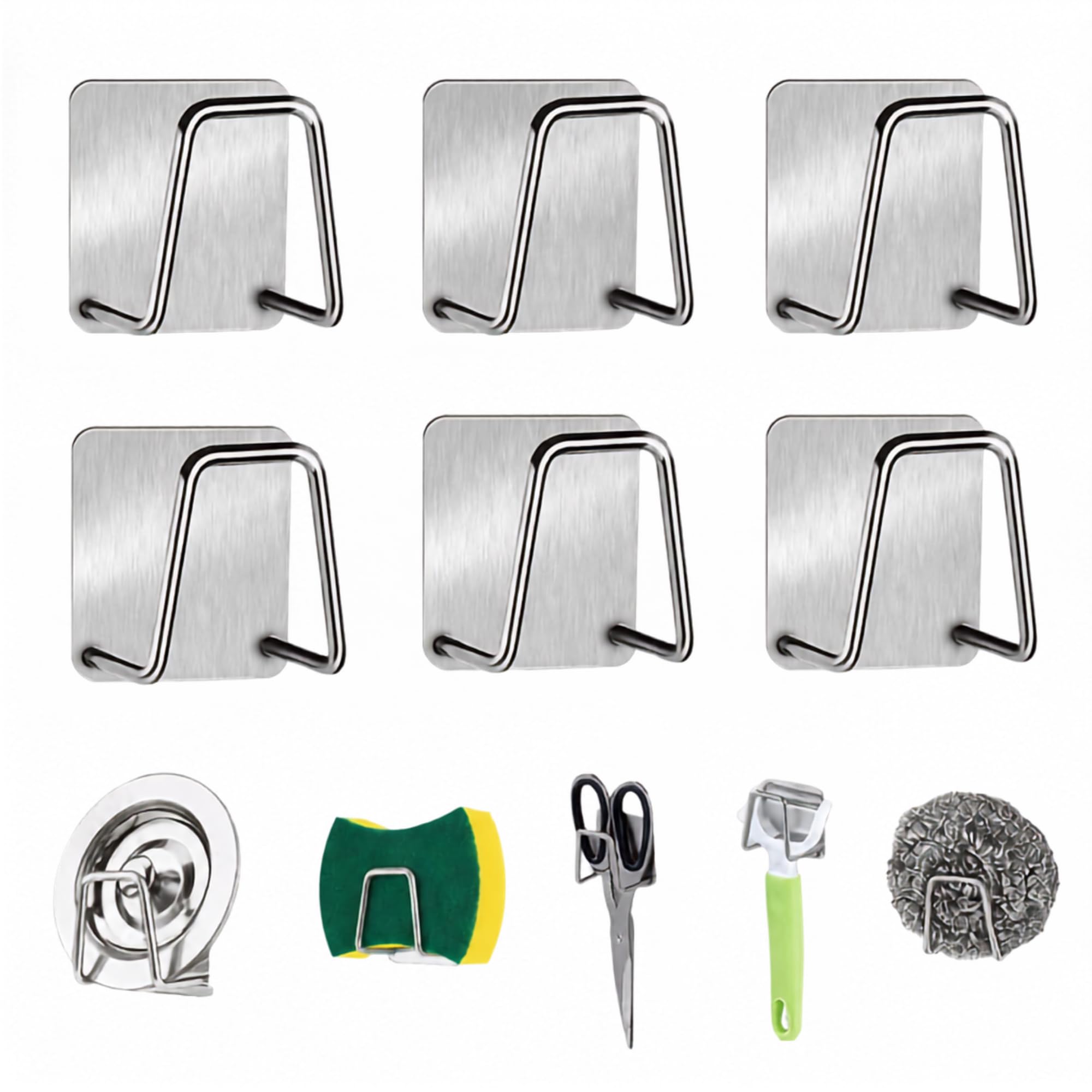 Zapsol Stainless Steel Sponge Holder for Kitchen Sink, Pack of 6