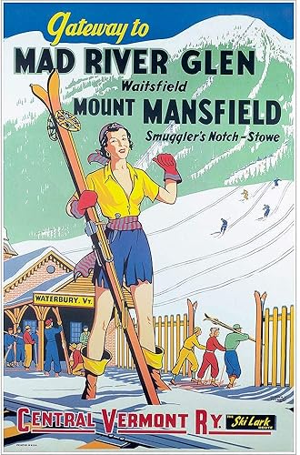 Mad River Glen Vermont - Póster de esquí vintage, 20 x 31 pulgadas