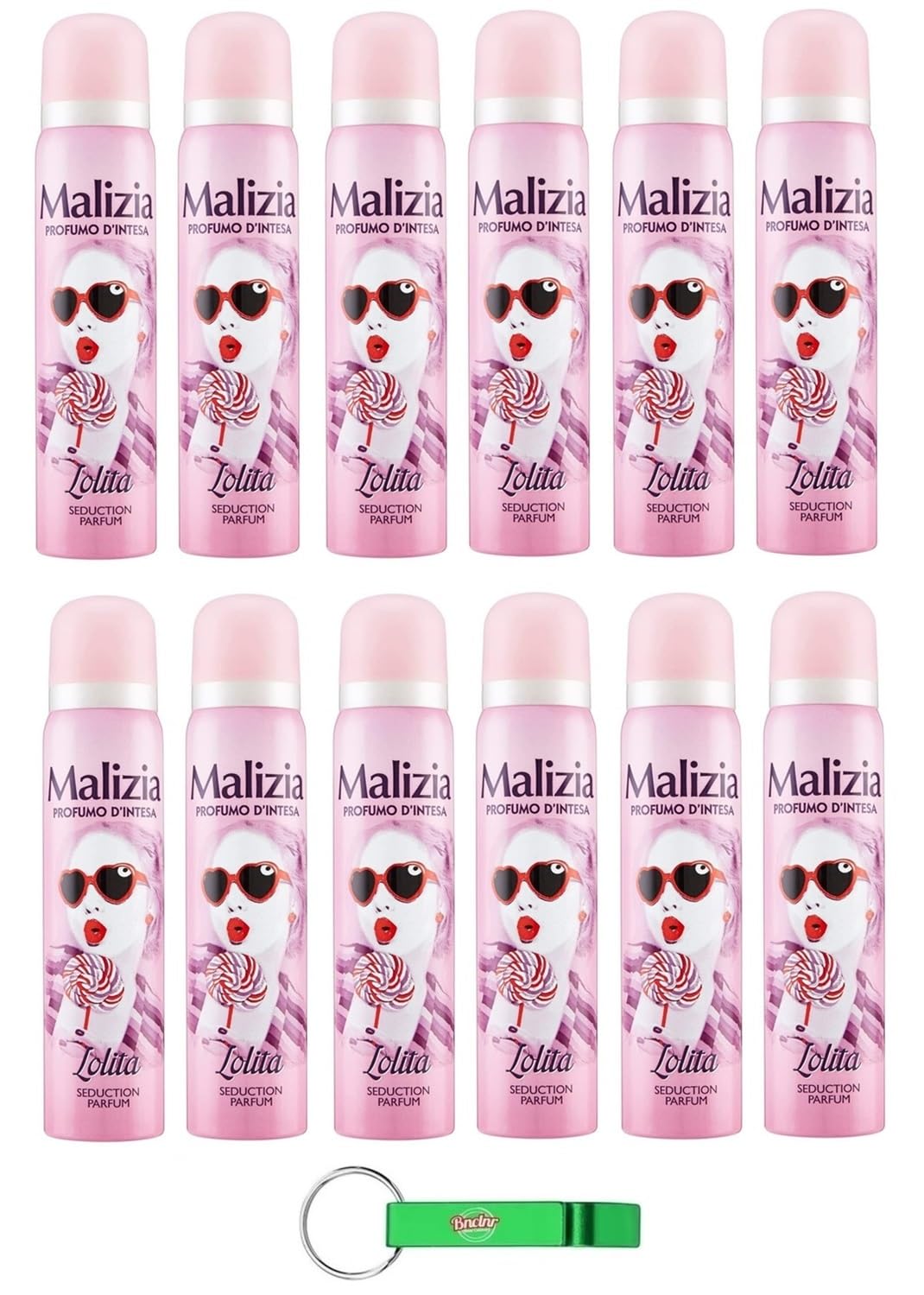 12x MALIZIA Deodorante Donna Lolita Seduction Parfum,Deodorant Deo Spray für Damen 100ml + Beni Culinari Kostenloser Schlüsselanhänger