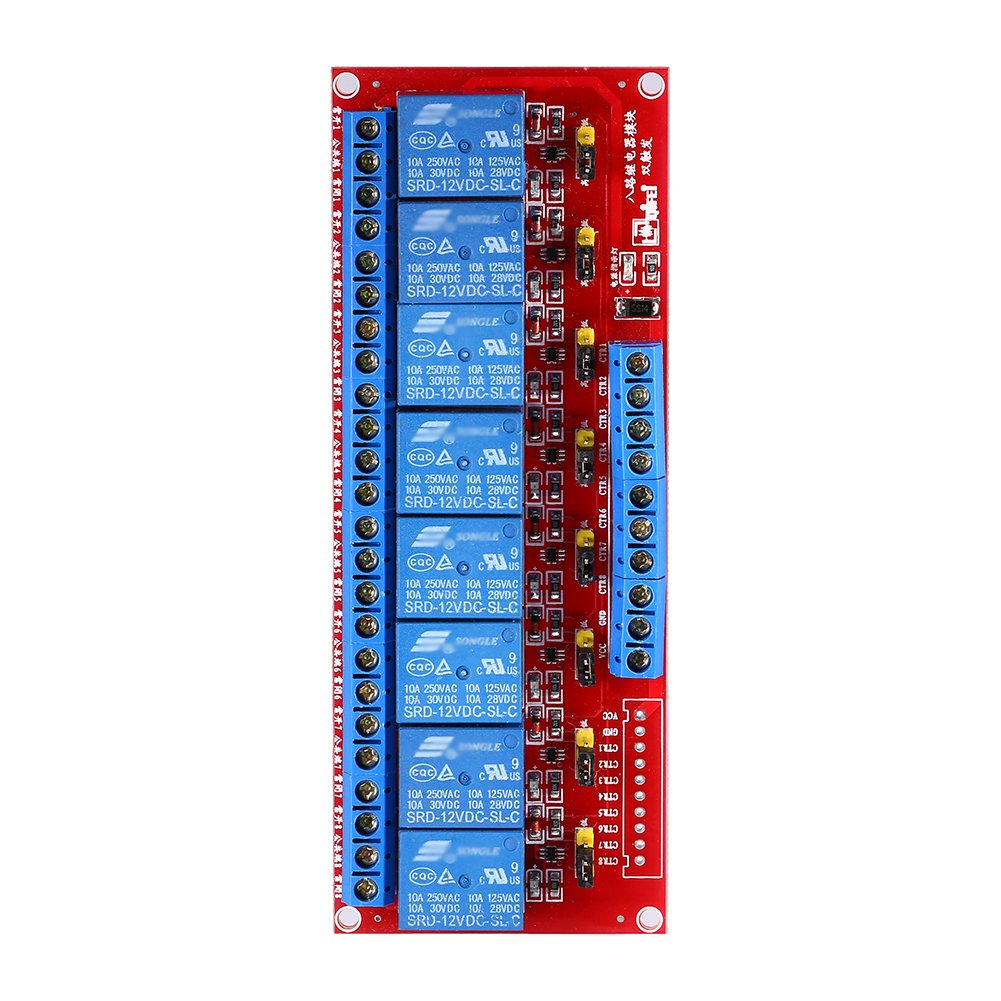 8-Kanal Relaismodul 12V - Optokoppler Relaismodulplatine High & Low Trigger