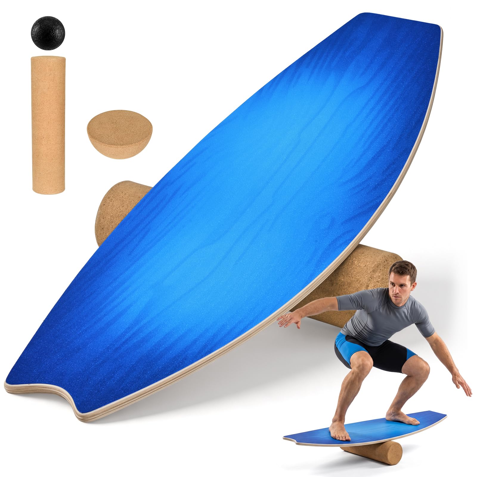Planche d'Équilibre Set 3 Modes, Bois de Bouleau 200kg pour Fitness Maison