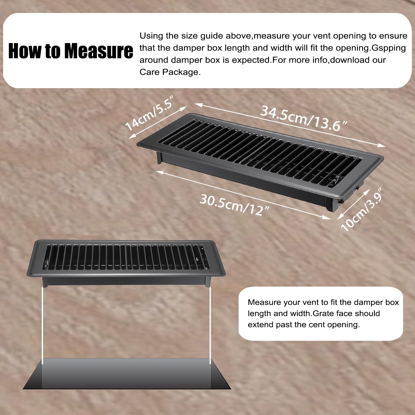 Sumnacon 4" X 10" Floor Register – 6-Pack Heavy-Duty Metal Vent Covers With Adjustable Airflow Lever, Black