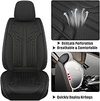 Vista 5 de Car Seat Covers Full Set in Black, Luxury Nappa Leather Seat Covers, Universal Automotive Seat Cover Fit for Most Trucks Sedans and SUV, Easy to