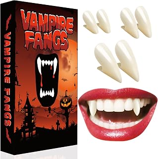Fake Vampire Teeth Kids Adult: 3 Pairs Realistic Vampire Fangs for Cosplay Makeup Halloween Party Favors Vampire Costume Accessories Women Men Fake Fangs, Plastic Werewolf Teeth Fangs with Adhesive