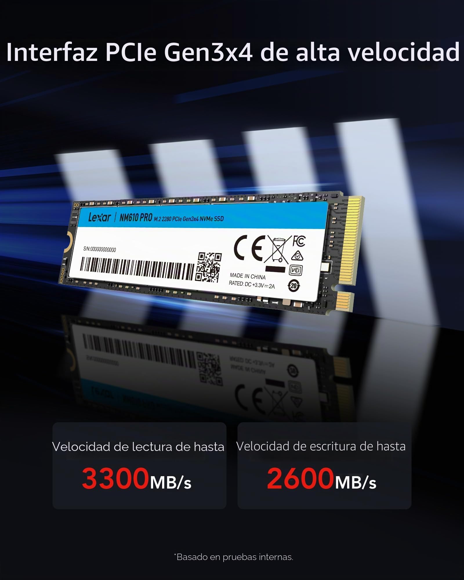 Lexar NM610PRO 1TB SSD, SSD Interno M.2 2280 PCIe Gen3x4 NVMe 1.4