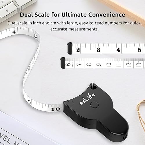 Miniatura 4 de esLife Cinta métrica corporal de 60 pulgadas bloqueo de clip y liberación y retracción de expulsión 59.1 in, cinta autométrica precisa para rastrear