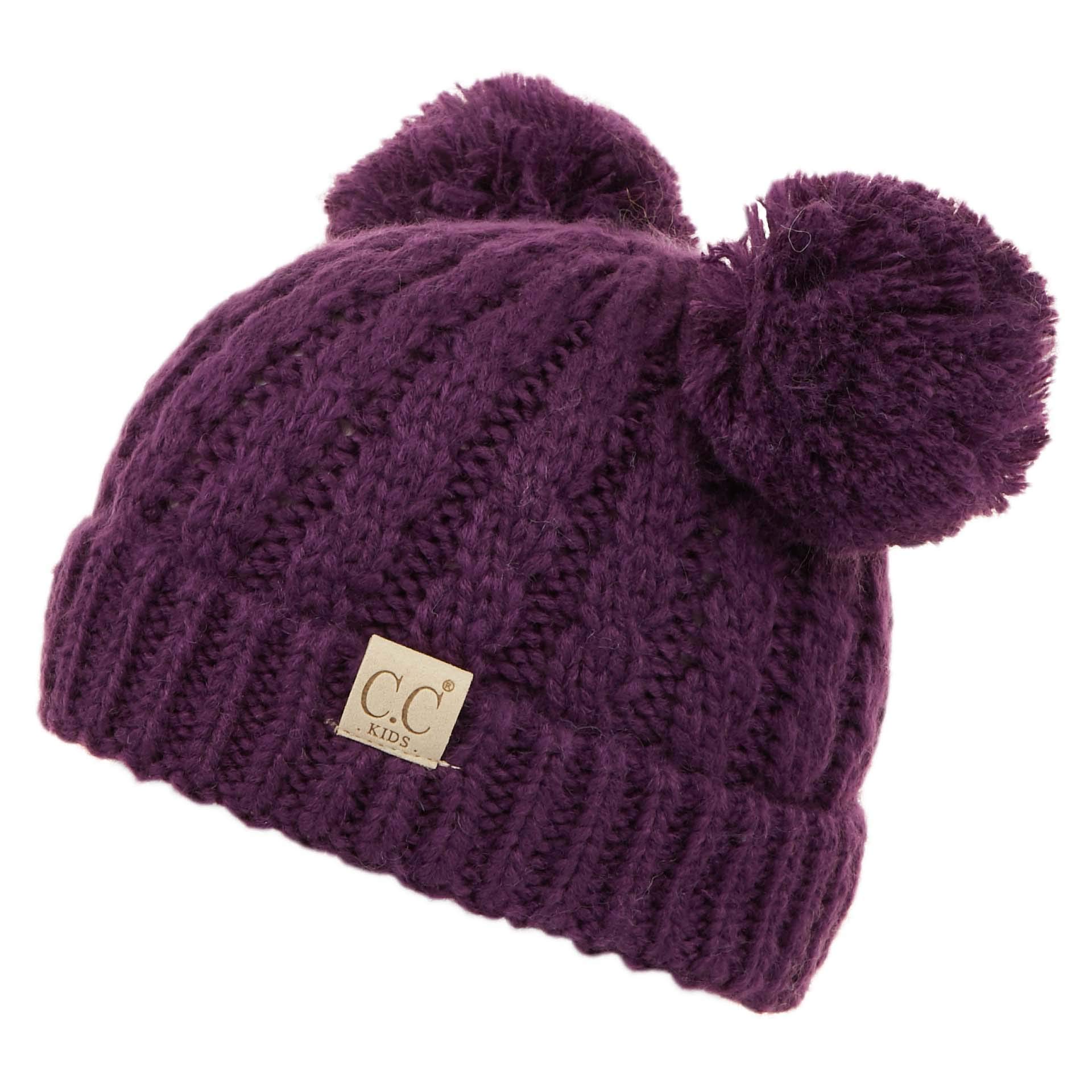 C.C Exclusives Children Kid Double Pompom Knitted Beanie for Kids Ages 2-5 (KID-23)(KID-24)(KIDS-2055)