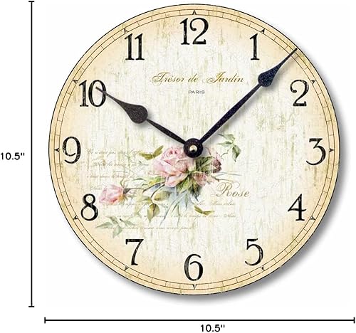 Miniatura 3 de Artículo C2001 Vintage Shabby Chic Estilo Rosas Reloj (10.5 Pulgadas De Diámetro)