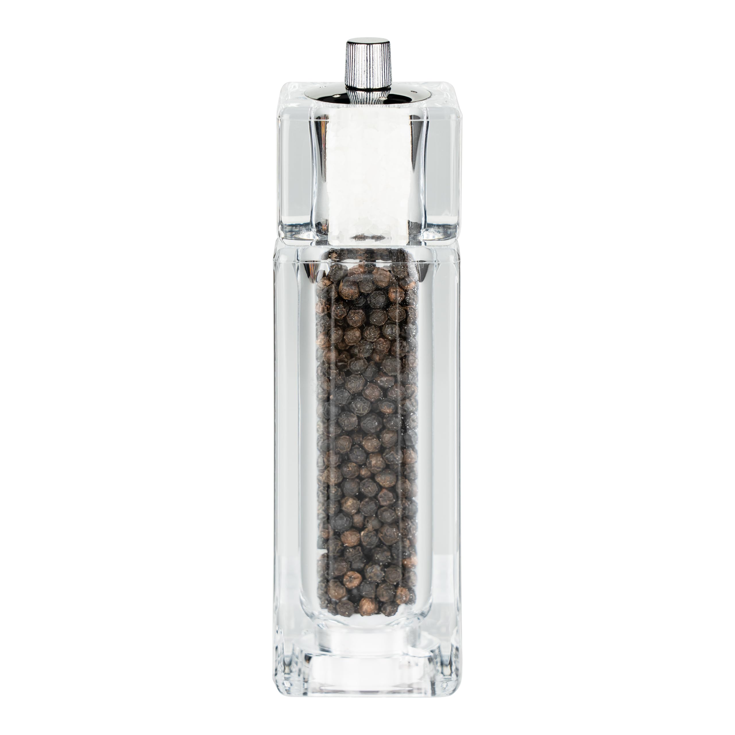 Grunwerg Gmill 15cm, Acrylic Combination Pepper Mill & Salt Shaker, Square