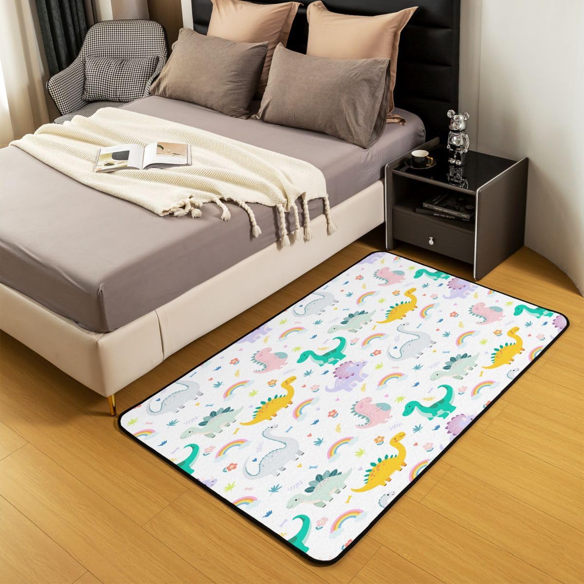Homewish Zielony biały uroczy dinozaur dywaniki 100 x 150 cm