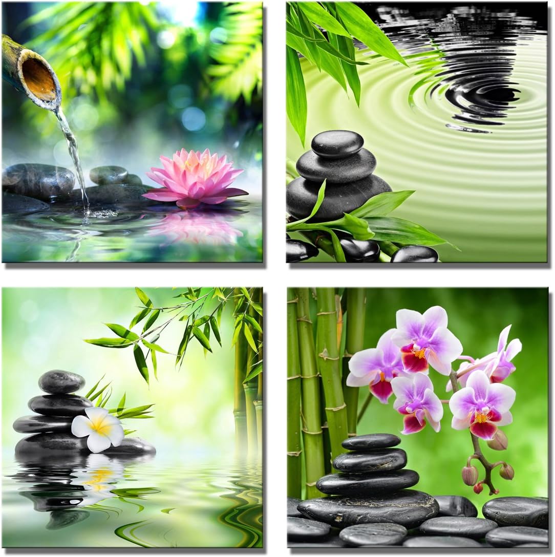 Boqi Art- Contemporary Art Zen Giclee Canvas Prints for Home Decoration 4pcs 30x30cm