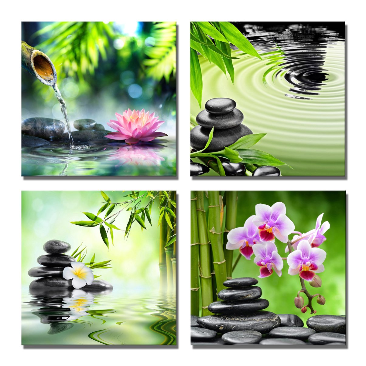 Boqi Art- Contemporary Art Zen Giclee Canvas Prints for Home Decoration 4pcs 30x30cm