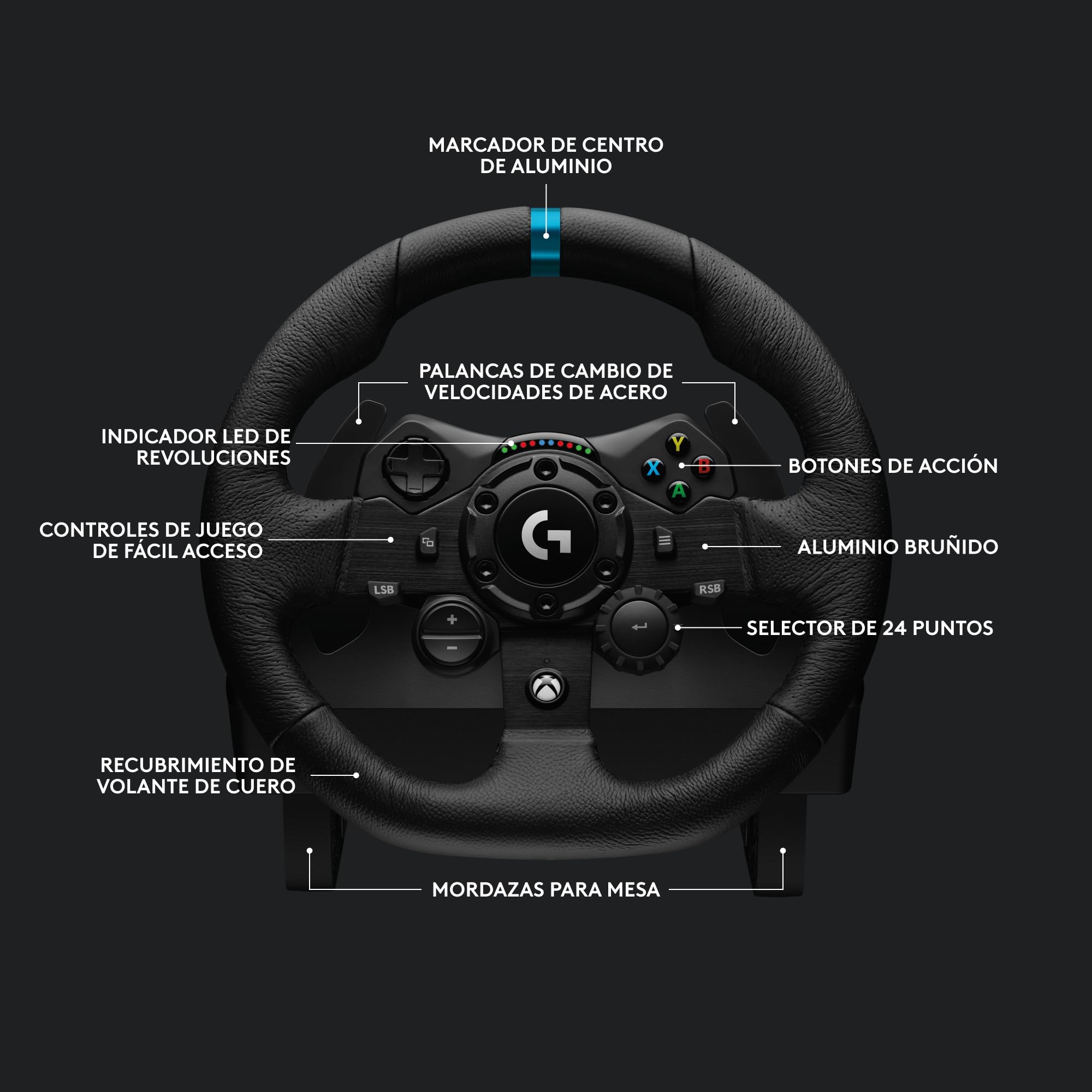 Logitech G G923 Volante de Carreras y Pedales, TRUEFORCE Force Feedback, Cuero Auténtico + Palanca de Cambio Logitech G Driving Force, Xbox X|S, Xbox One, PC, Mac, Negro