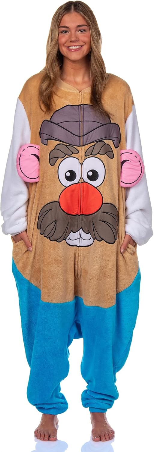 INTIMO Mr. Potato Head Union Suit Adult Fleece One Piece Pajama Outfit Footless Sleeper