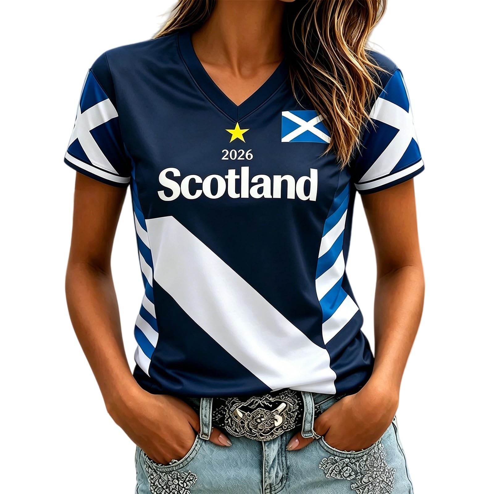 Scotland Football Shirt World Cup 2026 T Shirt Training Top, Ladies Scotland Retro Football Jersey Tops Women Tshirt V Neck Lightweight Breathable Classic Soccer T-Shirts for Summer Sport Fans Shirts — image 1