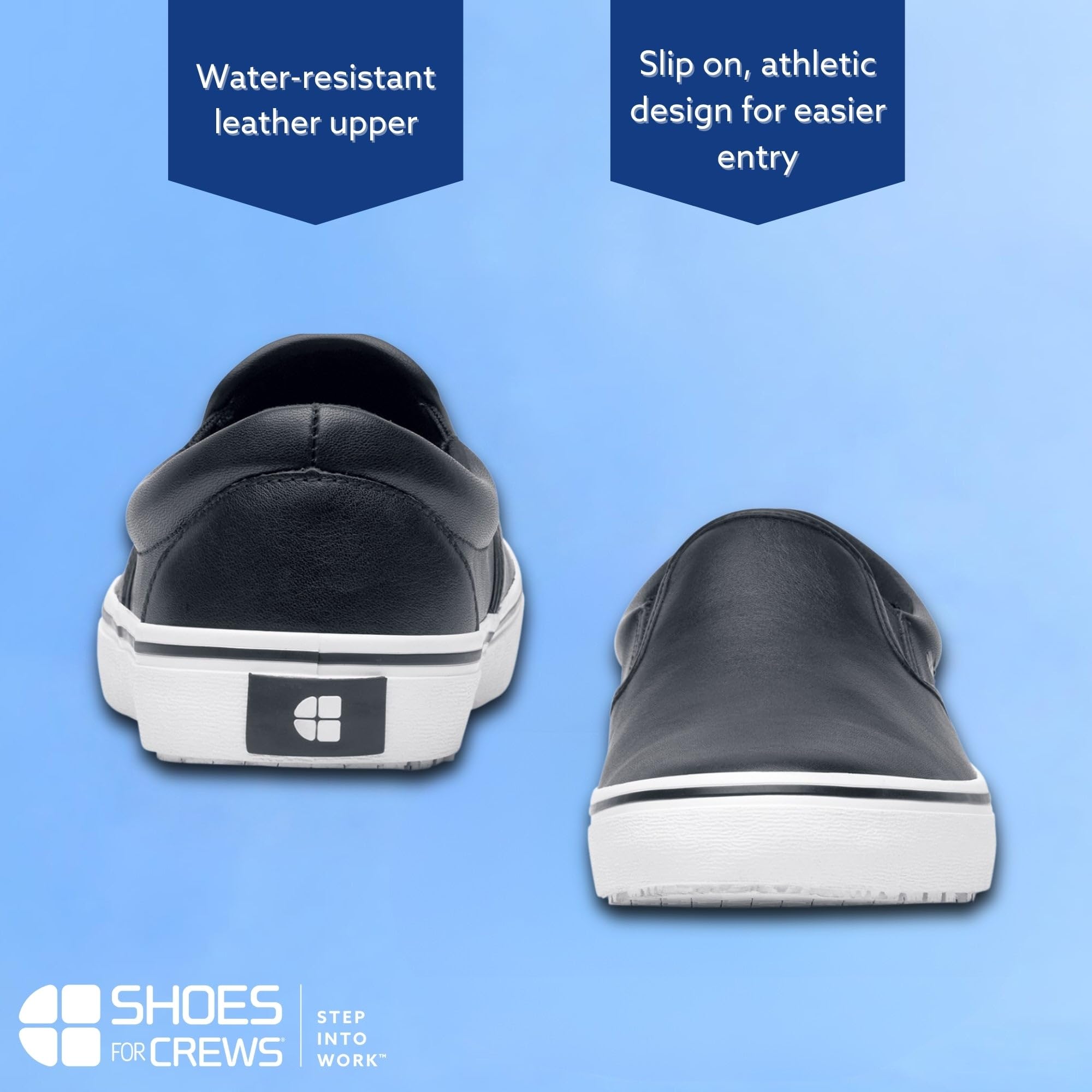 Shoes for Crews Merlin - Zapatos de trabajo antideslizantes unisex para hombre y mujer, Negro, 10.5 Women/9 Men