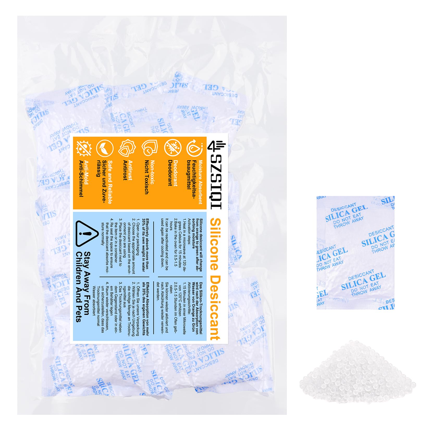 18 Pcs Bolsas de Gel de Sílice, 25g Bolsas Desecantes Absorbente de humedad, Bolsitas de Gel de Sílice, Sobres Desecantes para Ropa Cajones Zapatos Armarios Deshumidificadores