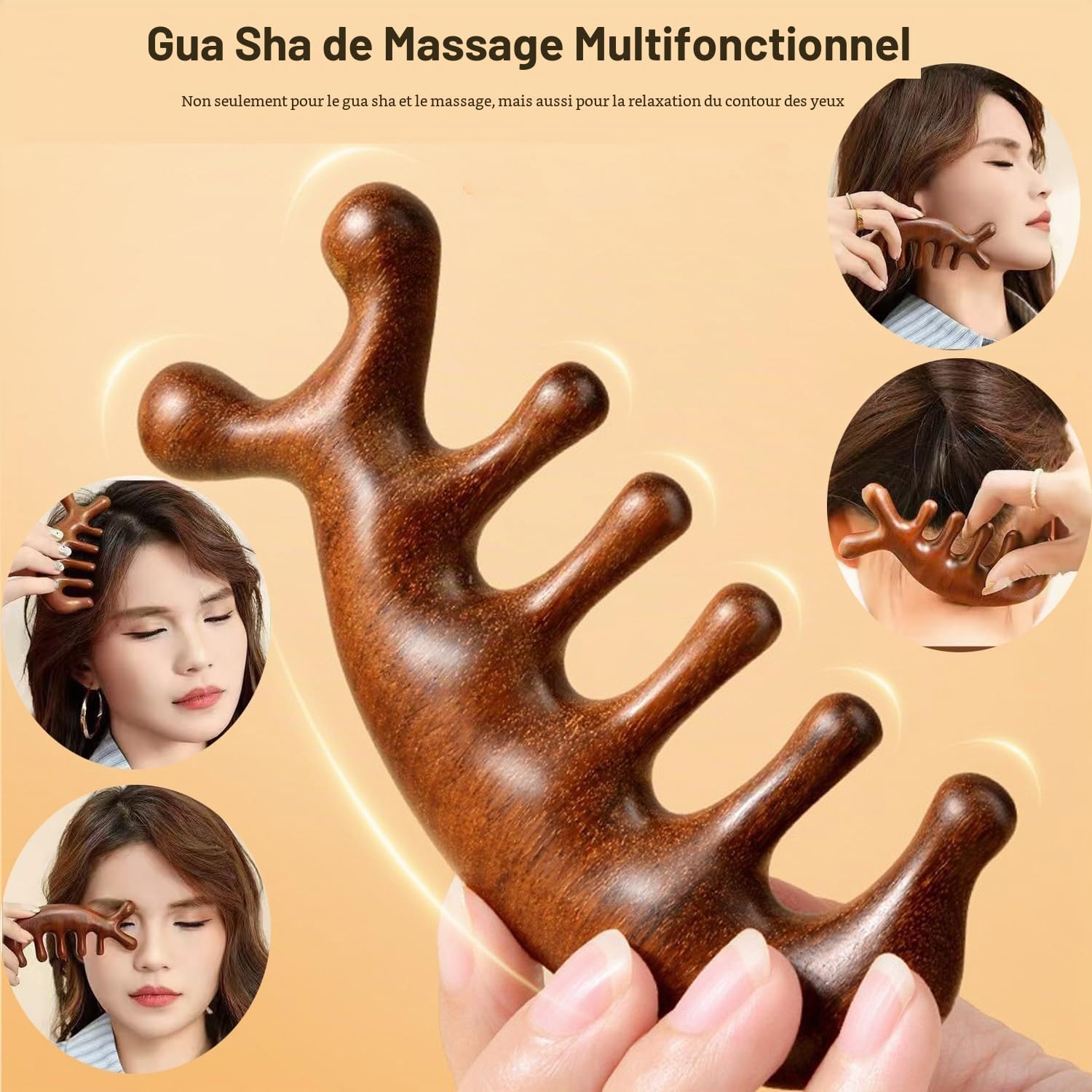 Maderoterapia Kit de massage thérapeutique en bois 8 pièces – Drainage lymphatique et contour du corps pour réduire la cellulite, douleurs musculaires, sculpture de spa à domicile – Kit de bien-être