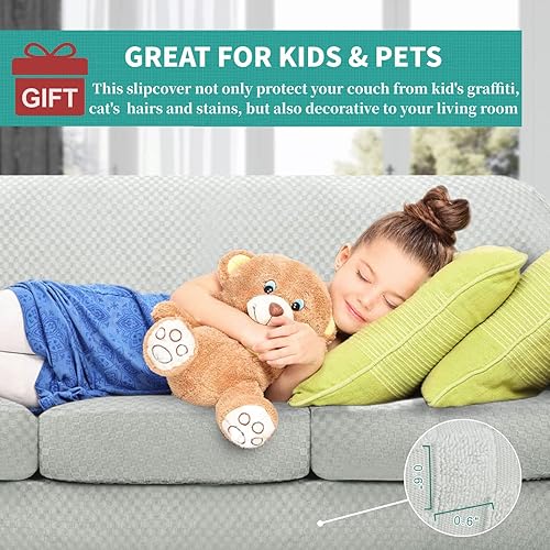 Miniatura 3 de YEMYHOM Juego de 4 fundas a cuadros para sofá de 3 cojines, gruesas y elásticas, protegen de perros y mascotas, para la sala y los muebles