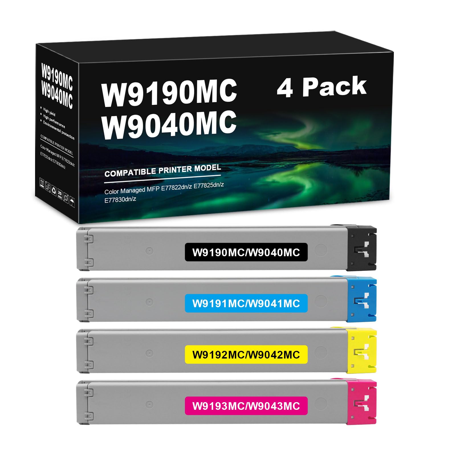 W9190 W9190MC Toner Cartridge Remanufactured Replacement for HP W9190MC W9191MC W9192MC W9193MC W9040MC W9041MC W9042MC W9043MC for MFP E77822dn/z