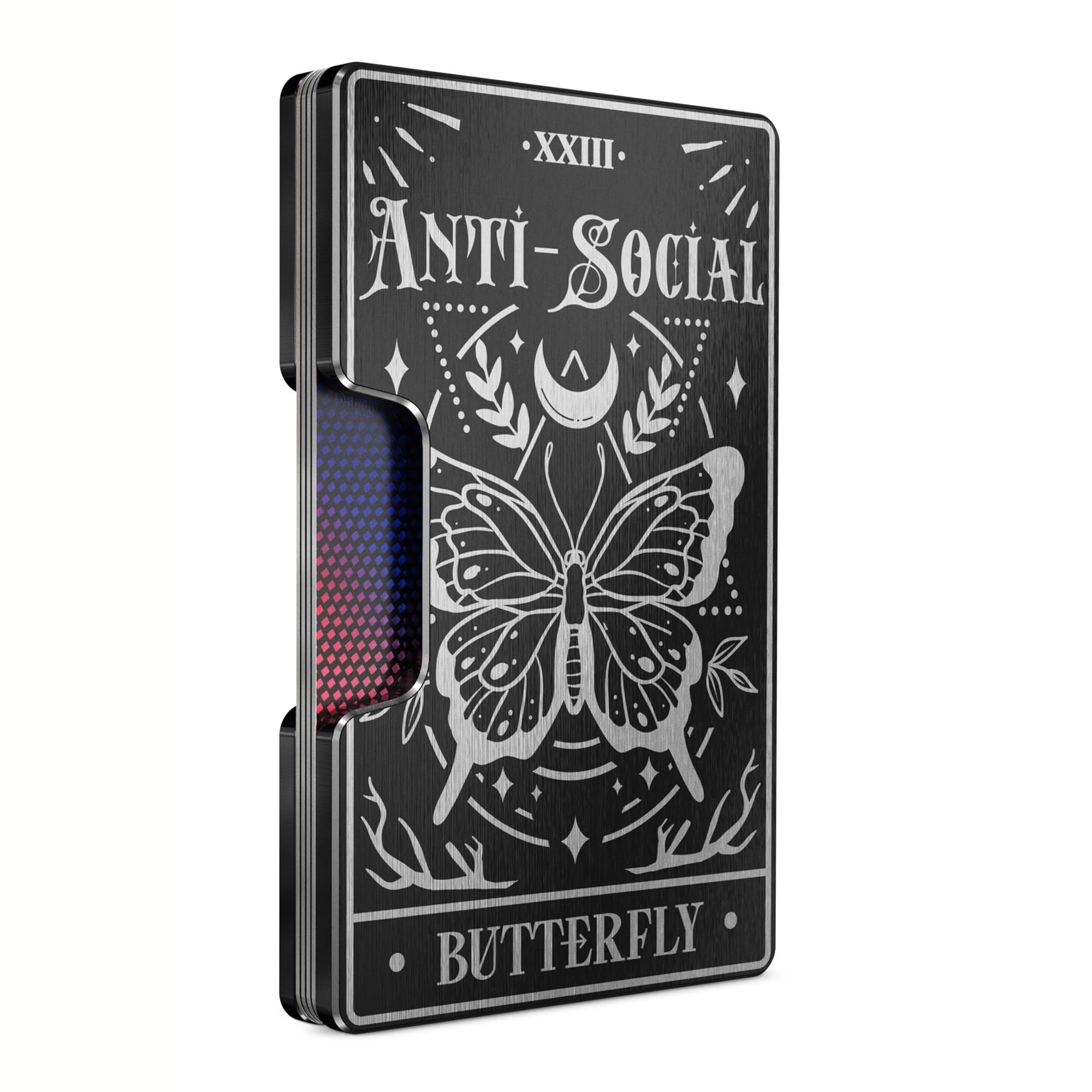 Engraved Aluminum Wallet for Men - Slim Money Clip &amp; Card Holder with Engraved Finish. Enhanced RFID Blocking, Compact, Unique &amp; Minimalist Wallets