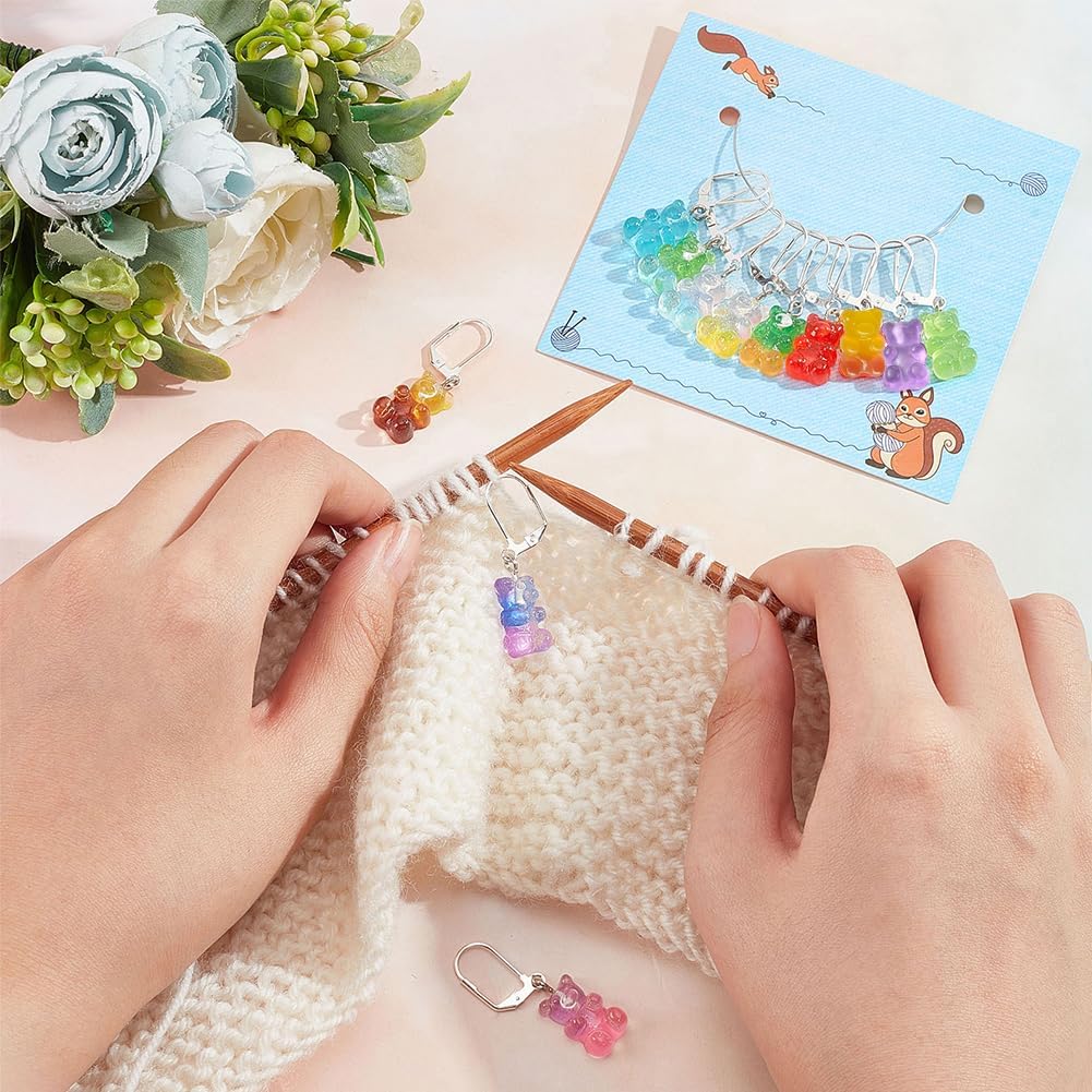 NBEADS 12 Pcs Bear Stitch Markers, 12 Colors Resin Gummy Bear Crochet Stitch Marker Charms Locking Marker DIY Handmade Gift for Knitting Weaving Sewing Accessories Quilting Handmade Jewelry image 3