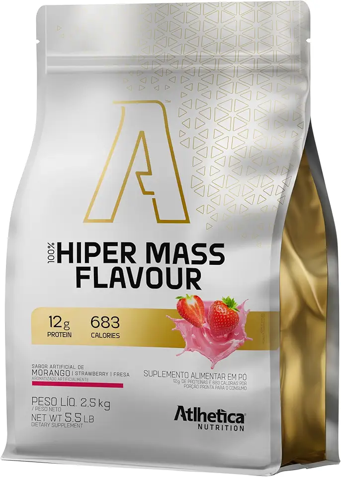 100% Hiper Mass Flavour 2,5Kg Morango, Atlhetica Nutrition