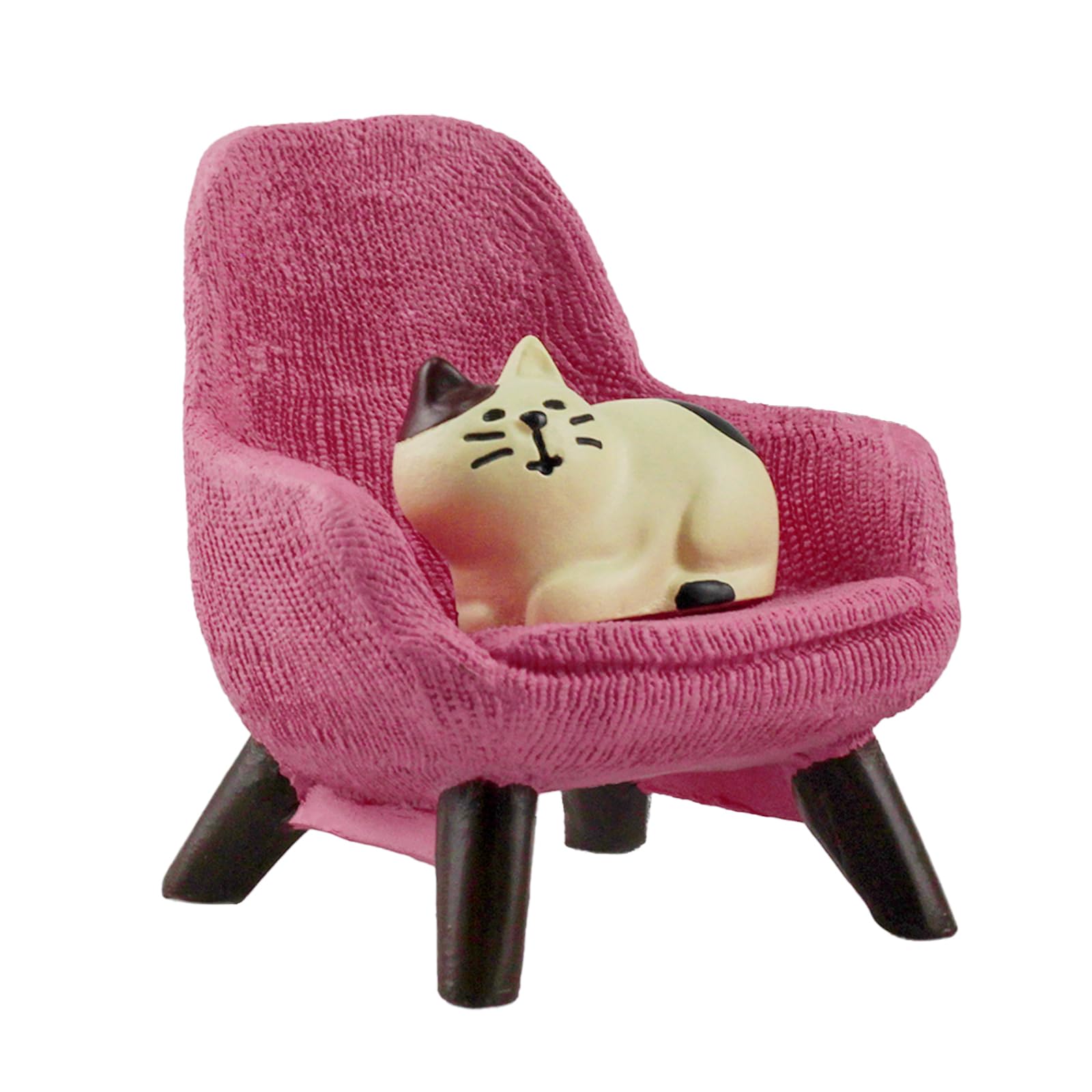 Miniature Cat Figurines with Small Sofa - Resin Mini Cat Figures, Kitten Miniature Desk Accessories - Perfect Cute Cat Gift for Cat Lovers (Pink Sofa)