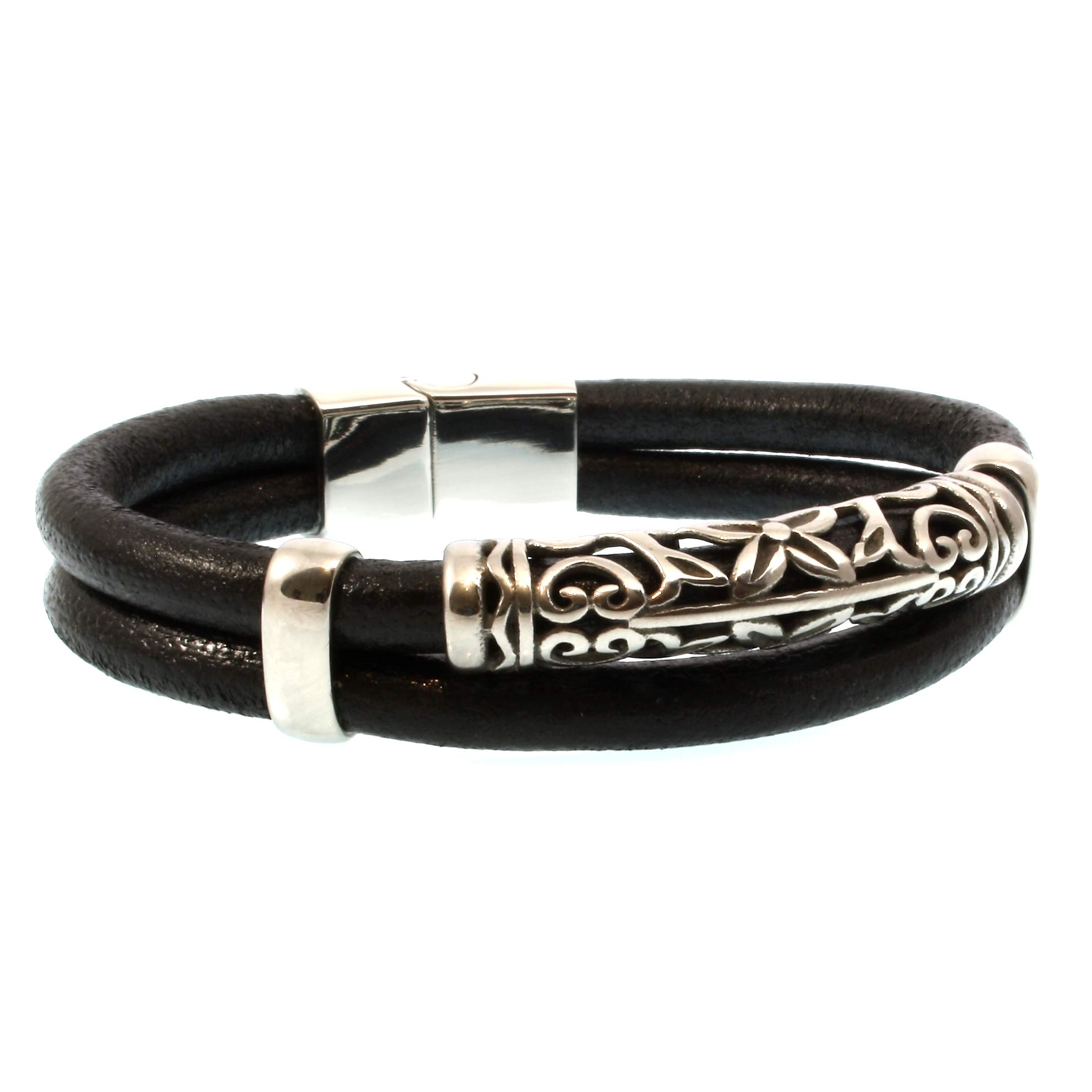 Echt Leder-Armband XO R Schwarz Männer Herren