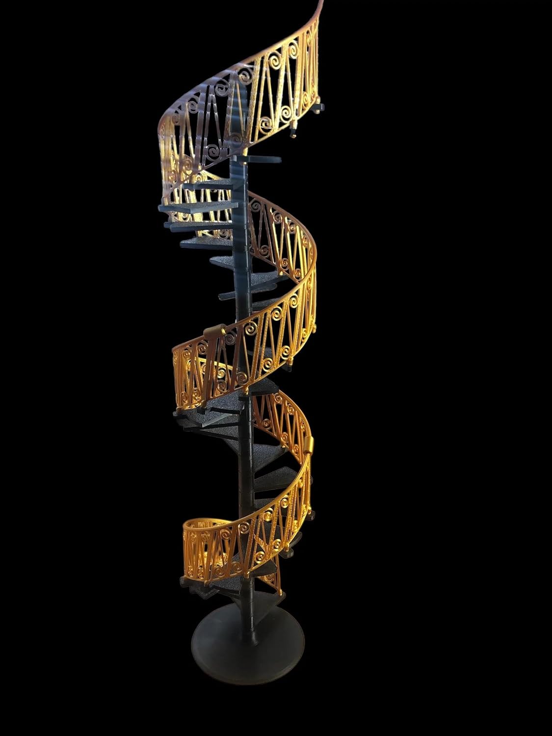 1/12 Scale Dolls House Furniture, Spiral Staircase kit 30 Steps (Black Steps and Rail)
