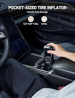 AstroAI L7 Tire Inflator Portable Air Compressor Cordless Mini Bike Pump with Digital Dual Values Display, 150 PSI Car Tires Air Pump with LED Lights&Pressure Gauge for Auto, Motorcycles, Bikes, Balls