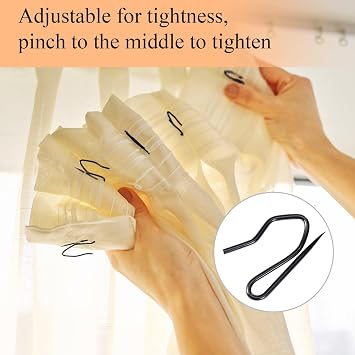 Hotop 30 Pcs Metal Curtain Rings with Hooks,Black,25 Mm | For Pinch Pleated Drapes, 3 Interior Sizes, Rust-resistant, Fits Standard Rods, Smooth Glide for Window Door Shower Curtains