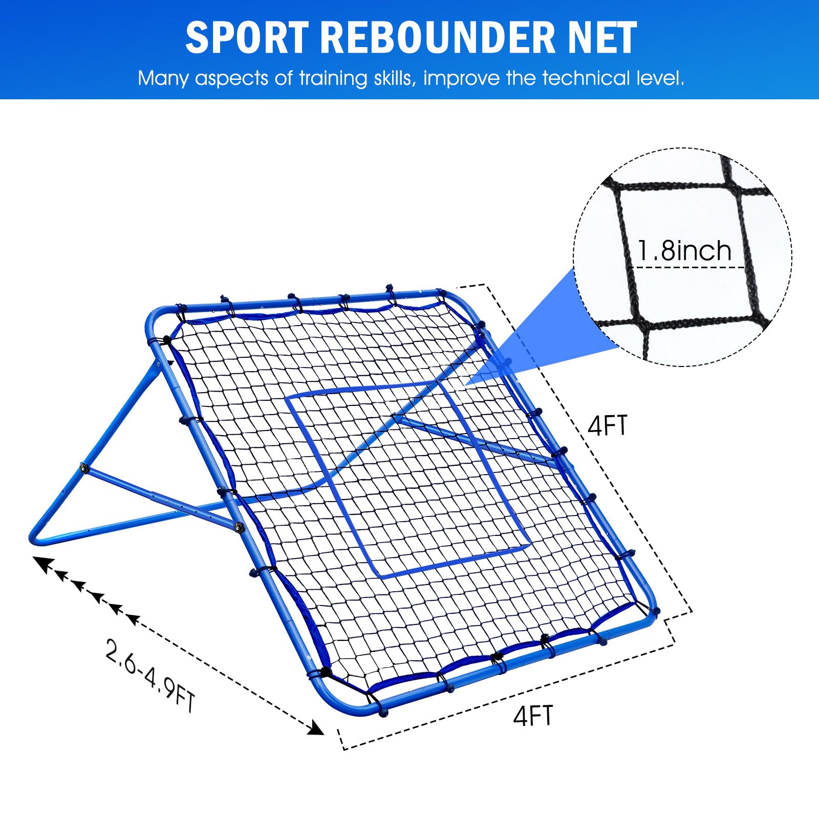 Volleyball Rebounder Net, Soccer Baseball Rebound Pitchback Net Adjustable Target Practice Nets Easy Setup Softball Bounce Back Trainer Equipment Impr